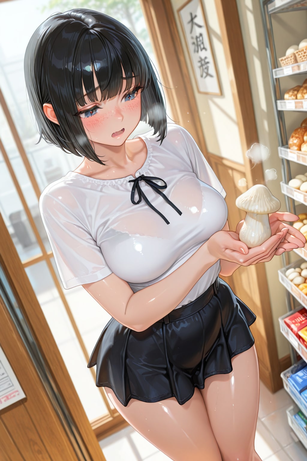 買い物中のそばかすボブちゃん