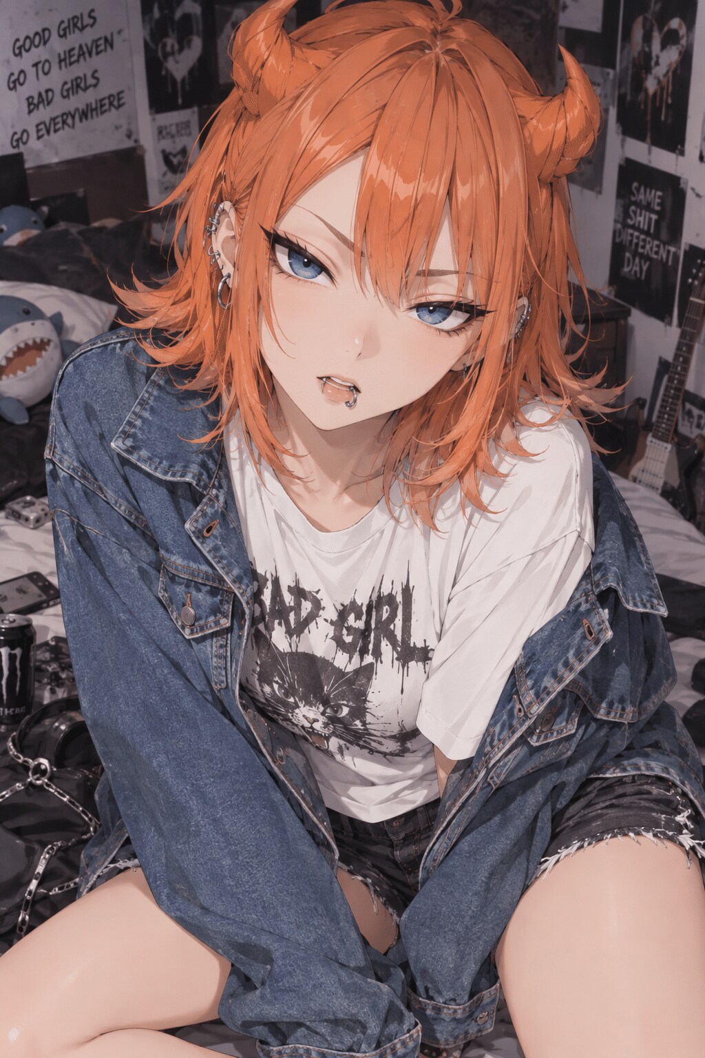 オレンジ髪ツノヘアーの女の子