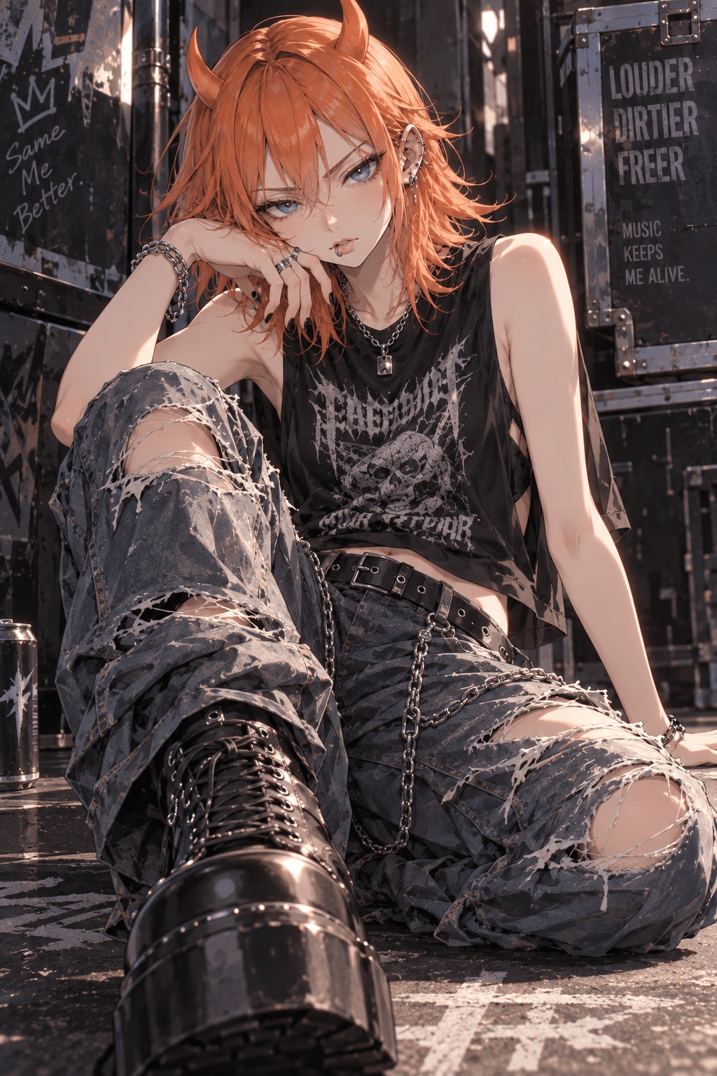 オレンジ髪ツノヘアーの女の子