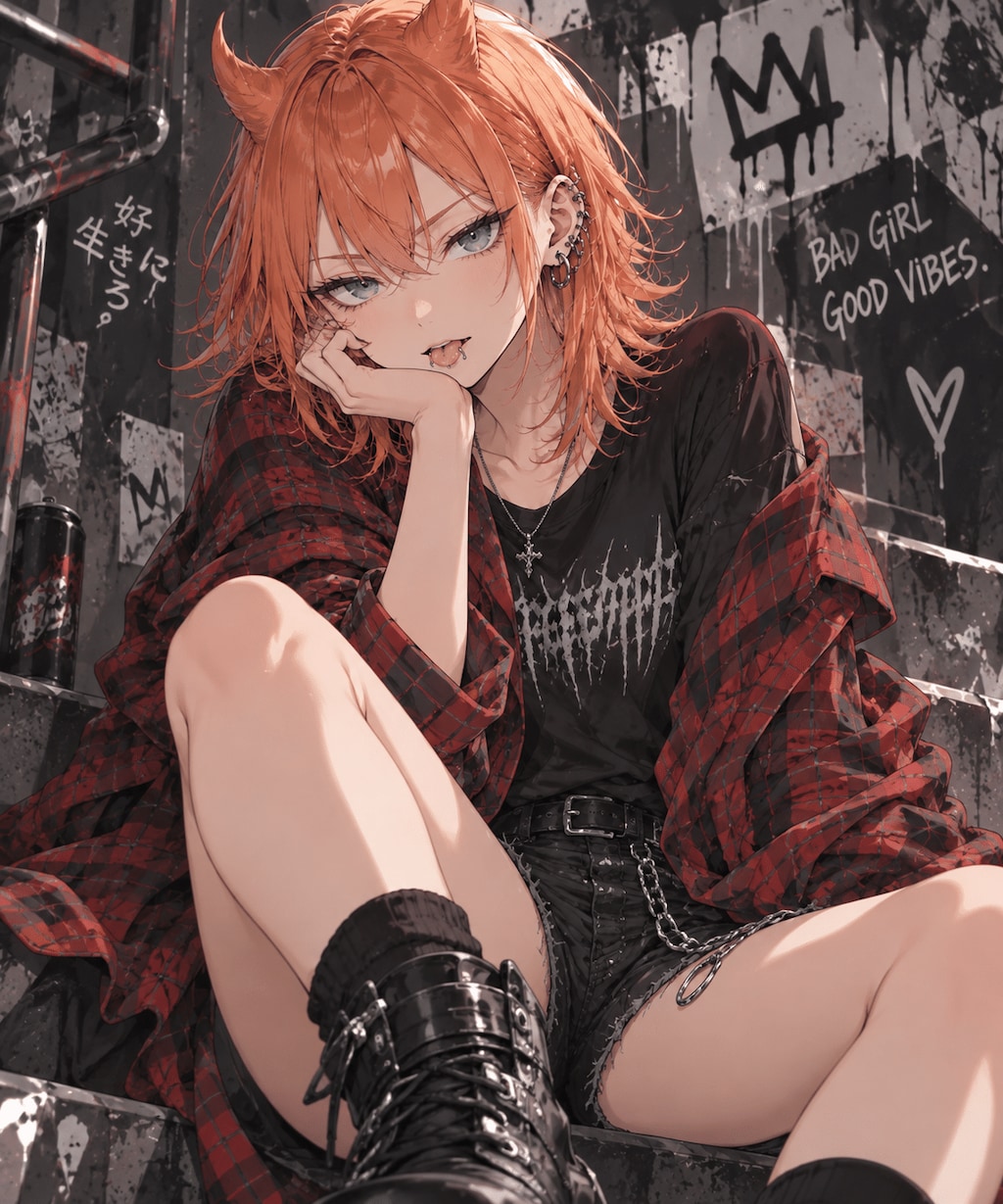 オレンジ髪ツノヘアーの女の子