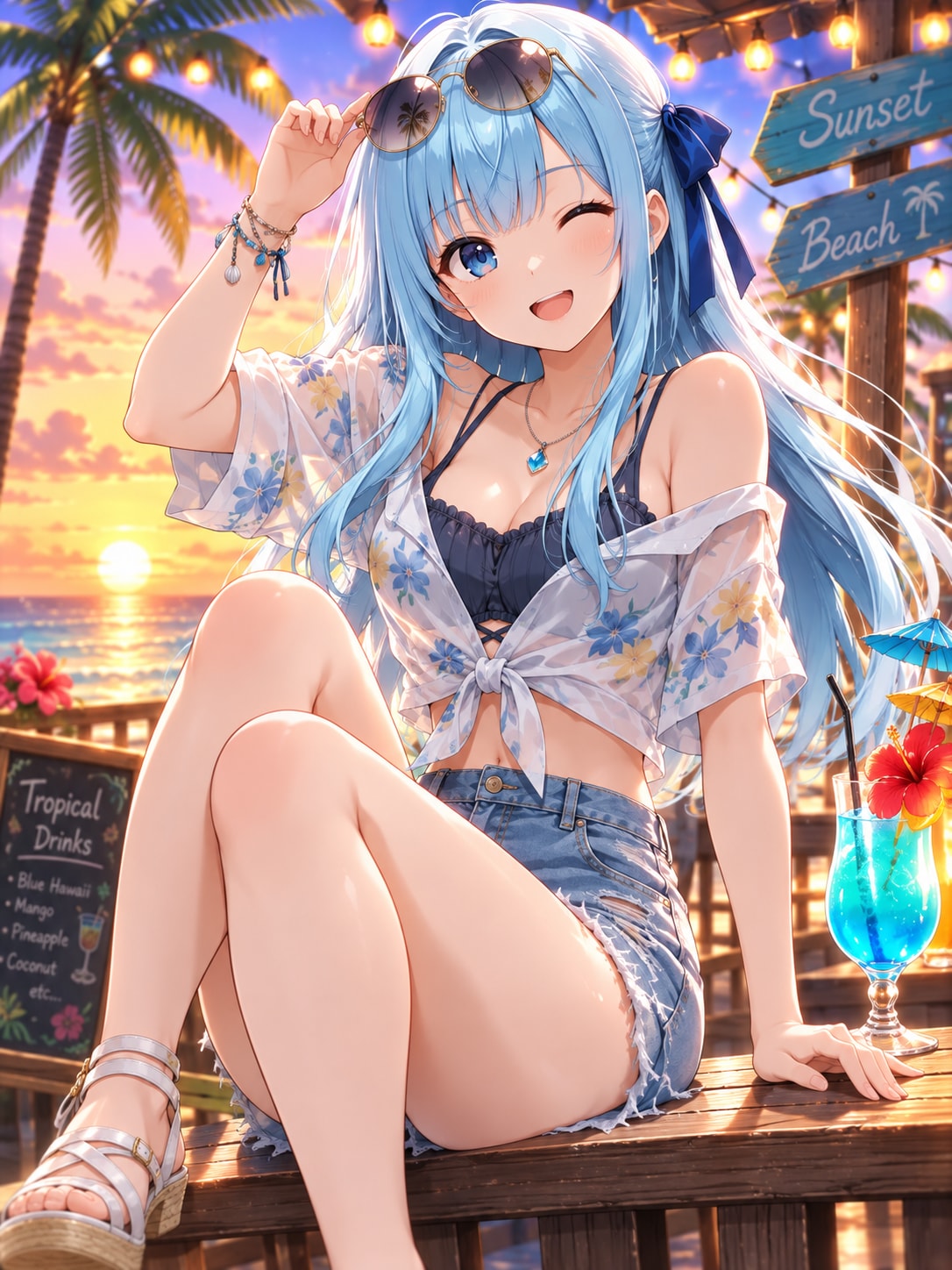 優葵ちゃんの夏のパンツスタイルファッション