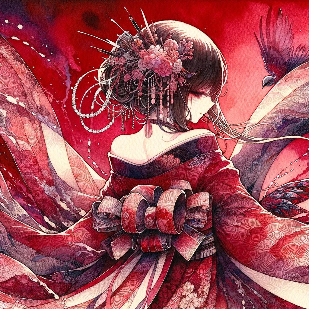 着物で見返り美人