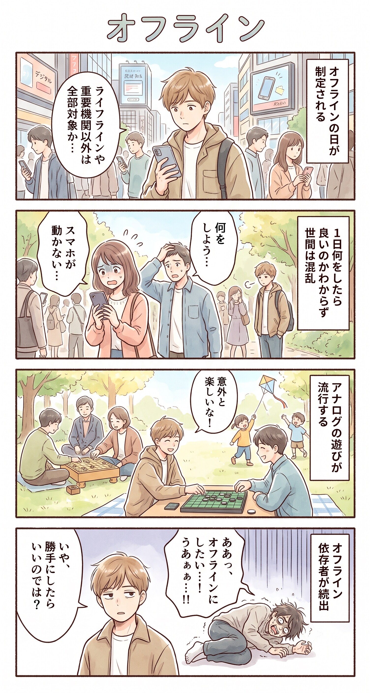 #89 ゆる日常4コマ「オフライン」 | の人気AIイラスト・グラビア