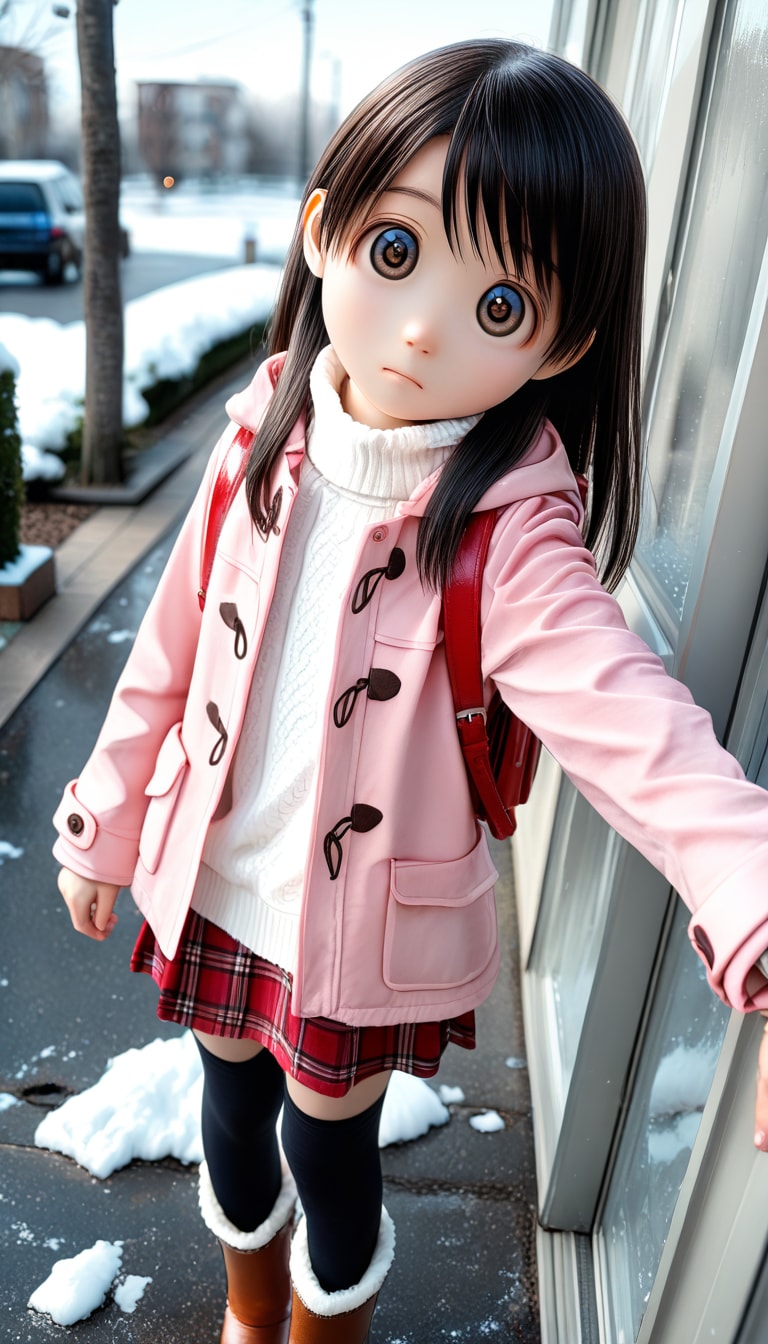 Ｅ那_001_冬の通学路 | の人気AIイラスト・グラビア