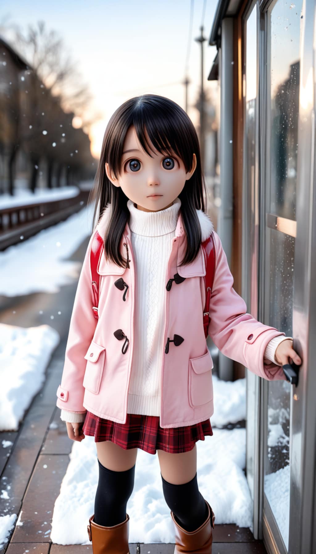 Ｅ那_001_冬の通学路