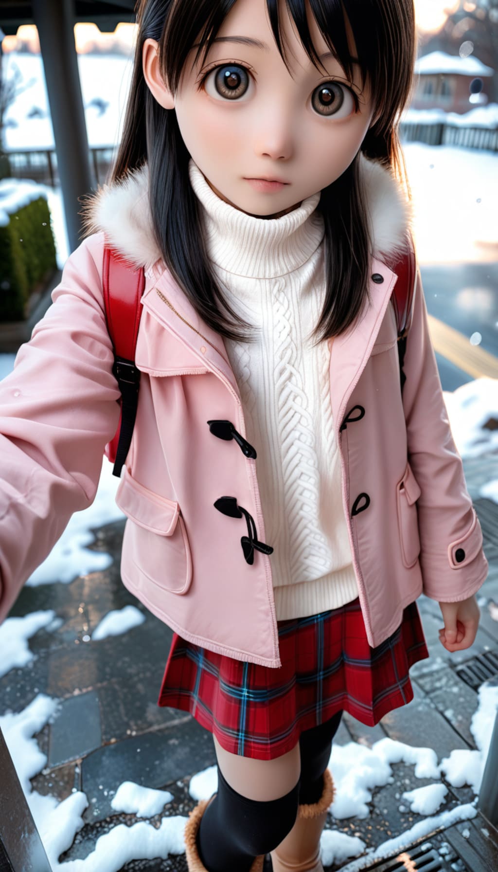 Ｅ那_001_冬の通学路