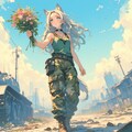 戦争で荒廃した町に一人たたずむ少女 2枚目