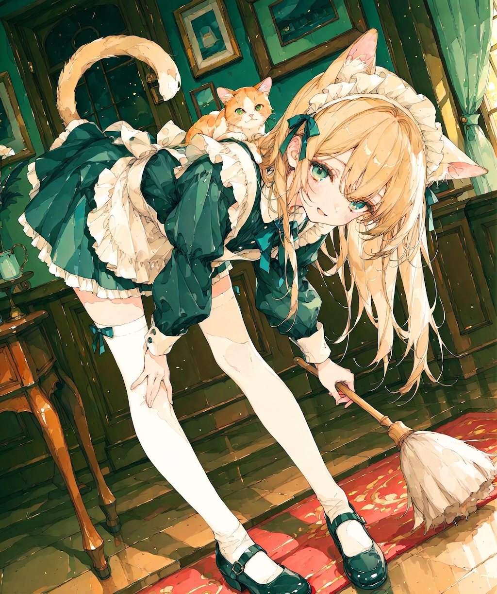 前かがみな少女