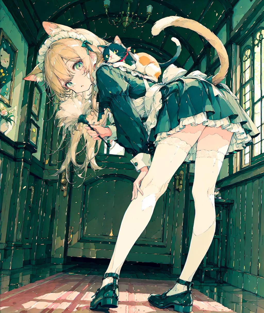 前かがみな少女