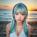 夕暮れ時の海大好きっ娘ちゃん 7枚目