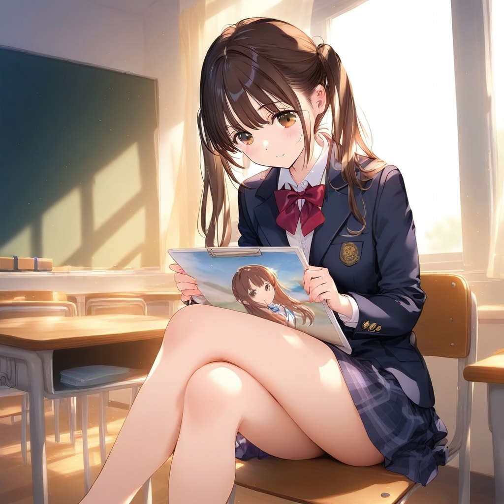 ふふ、絵描いてる途中なんだ。 | の人気AIイラスト・グラビア