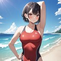 赤競泳水着少女2 3枚目