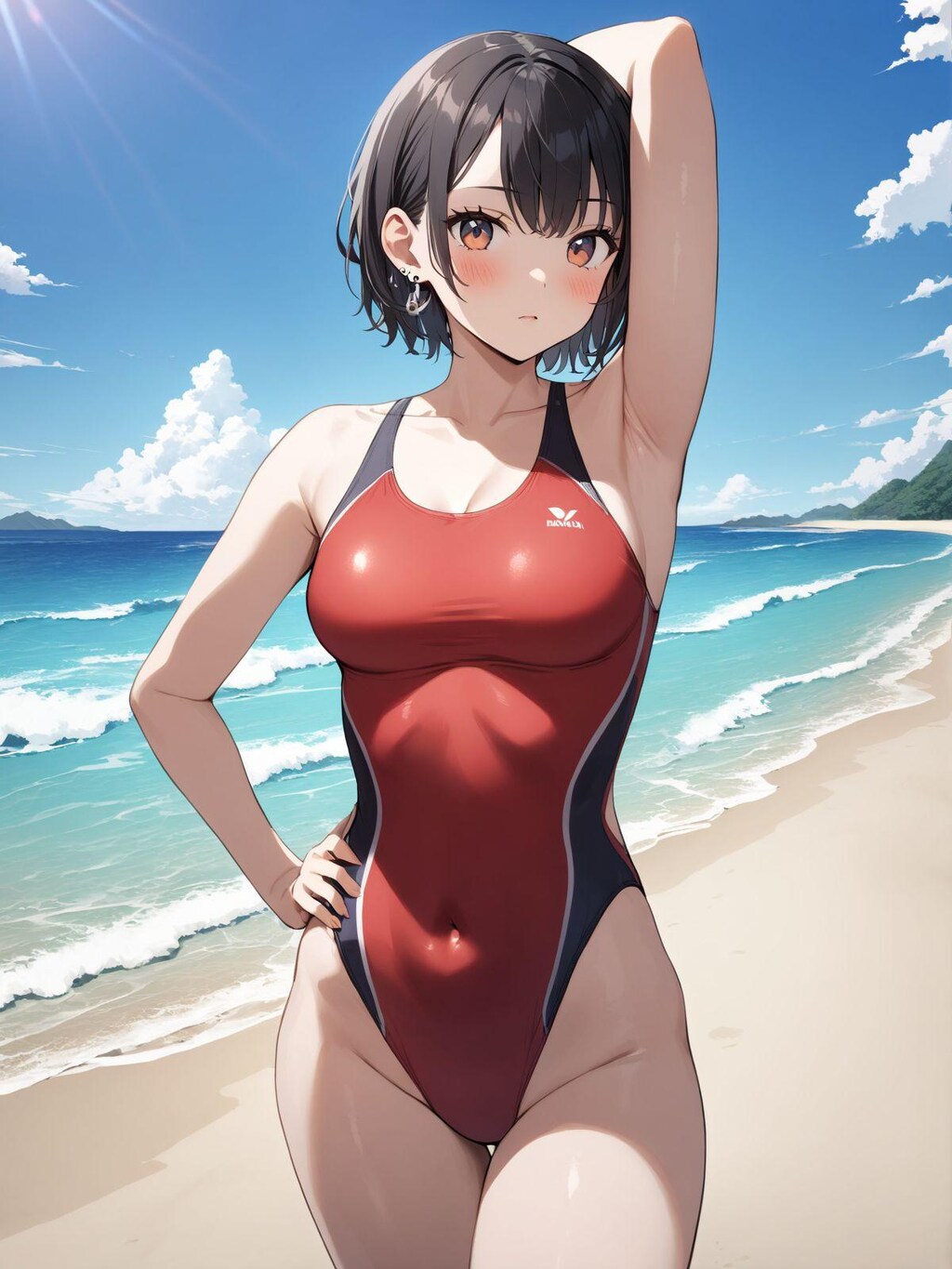 赤競泳水着少女2