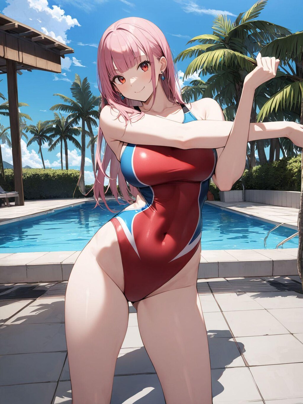 赤競泳水着少女2