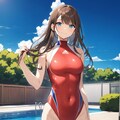 赤競泳水着少女2 4枚目