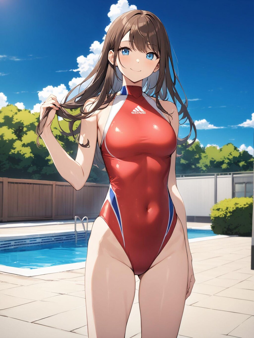 赤競泳水着少女2
