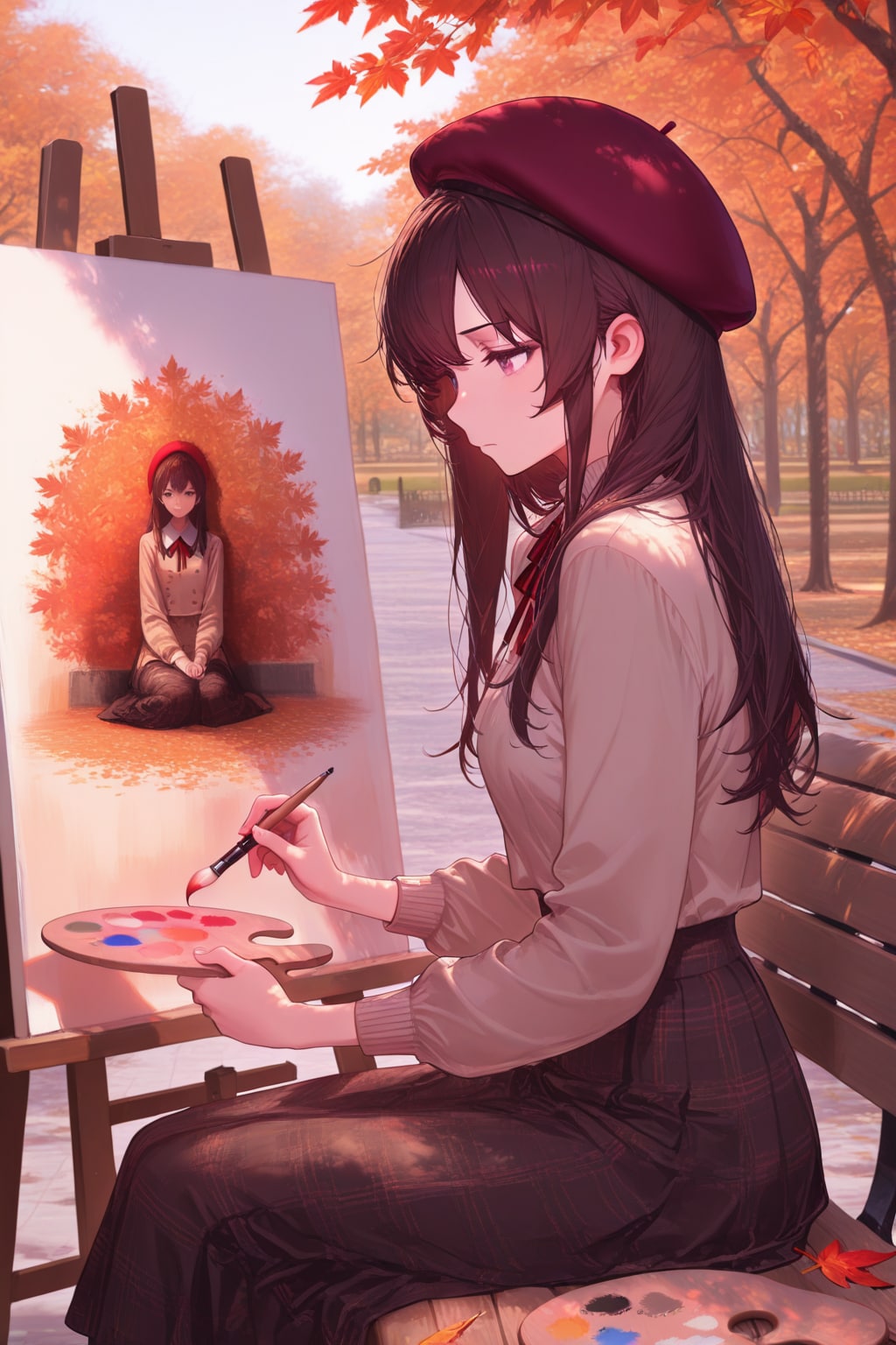 秋の公園で絵を描く🎨