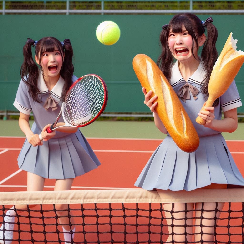 ラケットとバゲットを間違えちゃった！