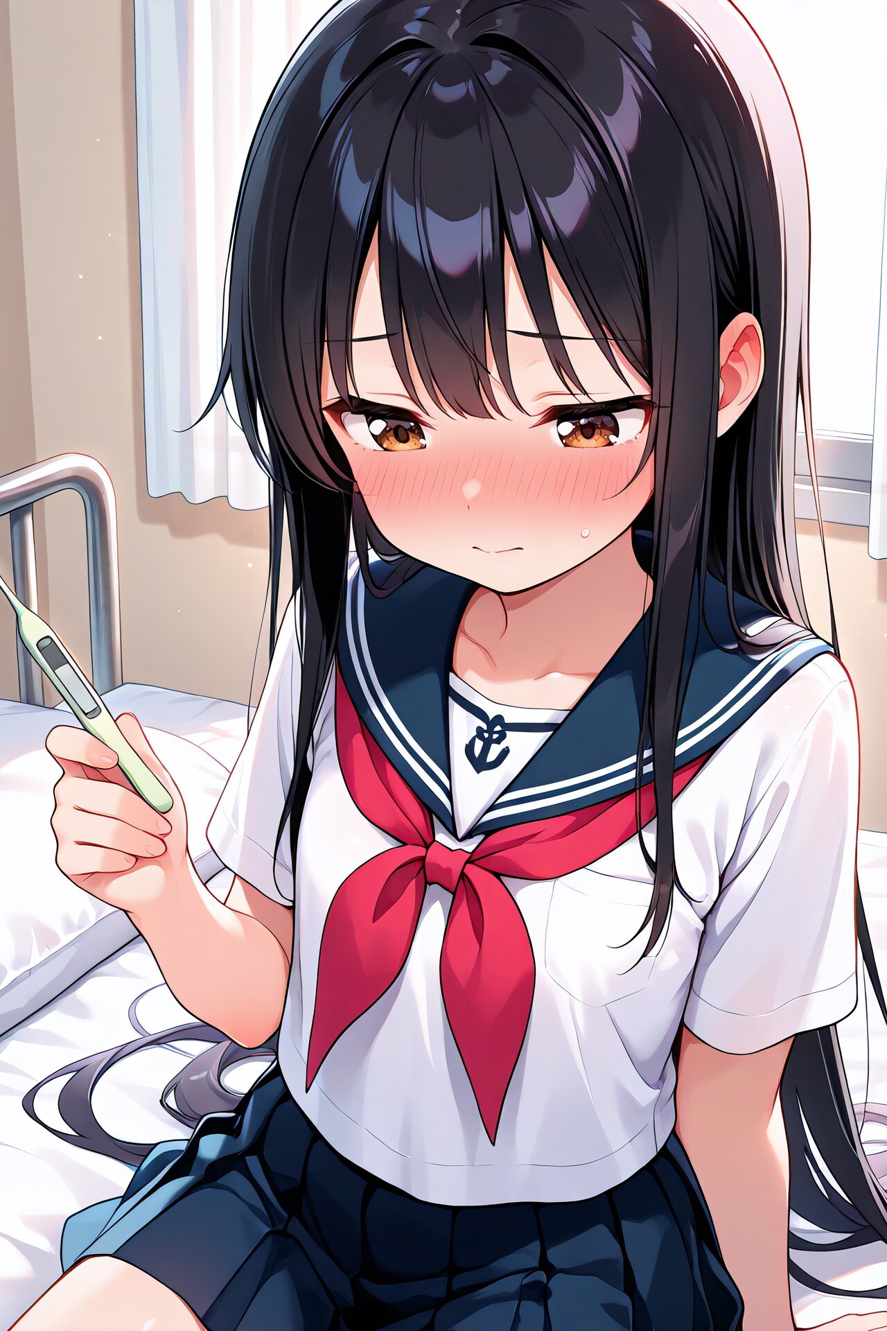 風邪気味？黒髪ちゃん