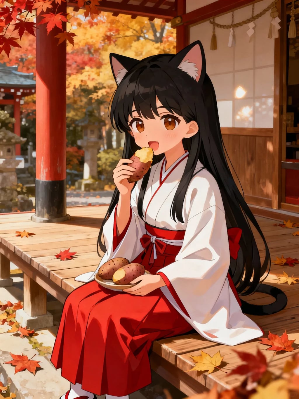 ふかし芋を食べるさくらちゃん