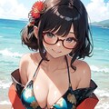 和柄ビキニのお姉さん👘👙 3枚目
