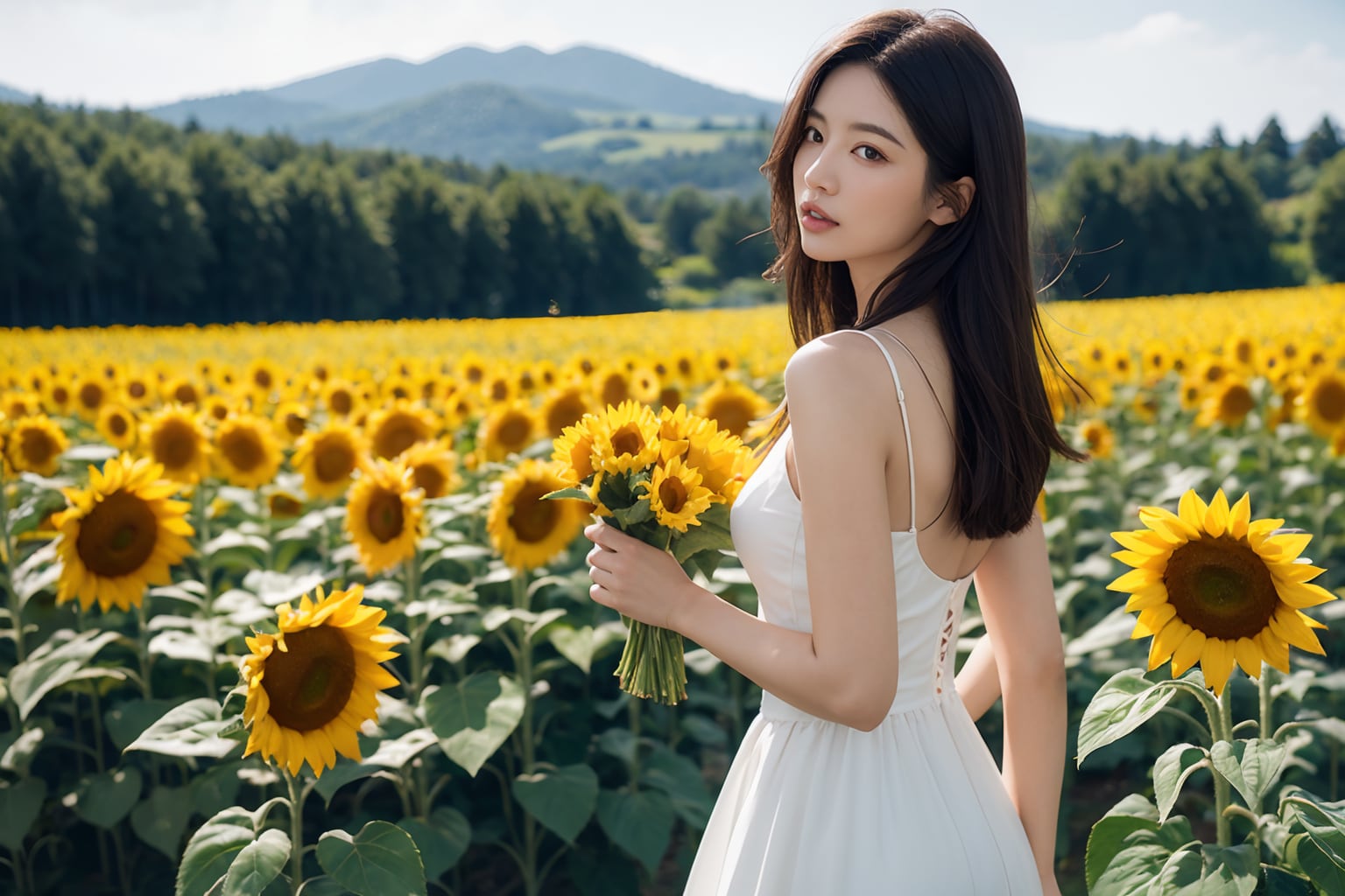 AIポートレート　ひまわり畑