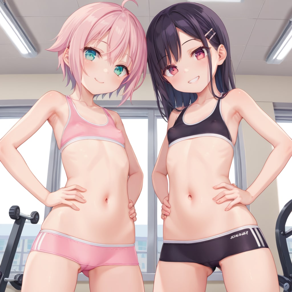 裏地を外したローレグでジムに来たメスガキ露出魔