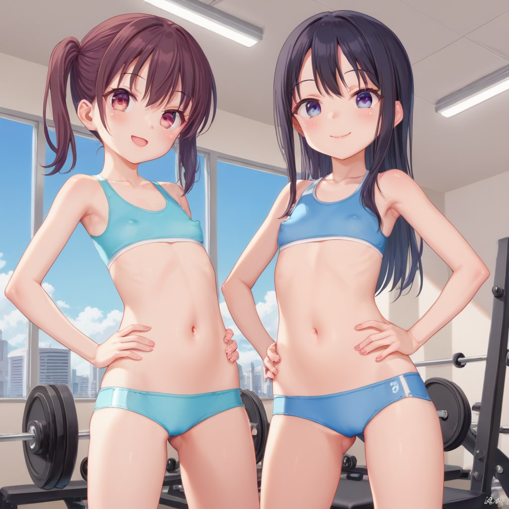 裏地を外したローレグでジムに来たメスガキ露出魔