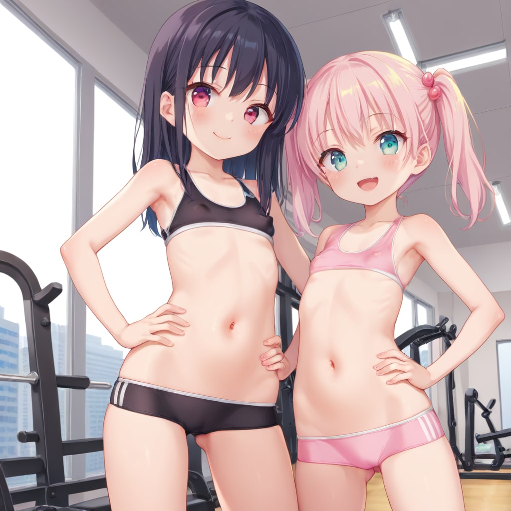 裏地を外したローレグでジムに来たメスガキ露出魔