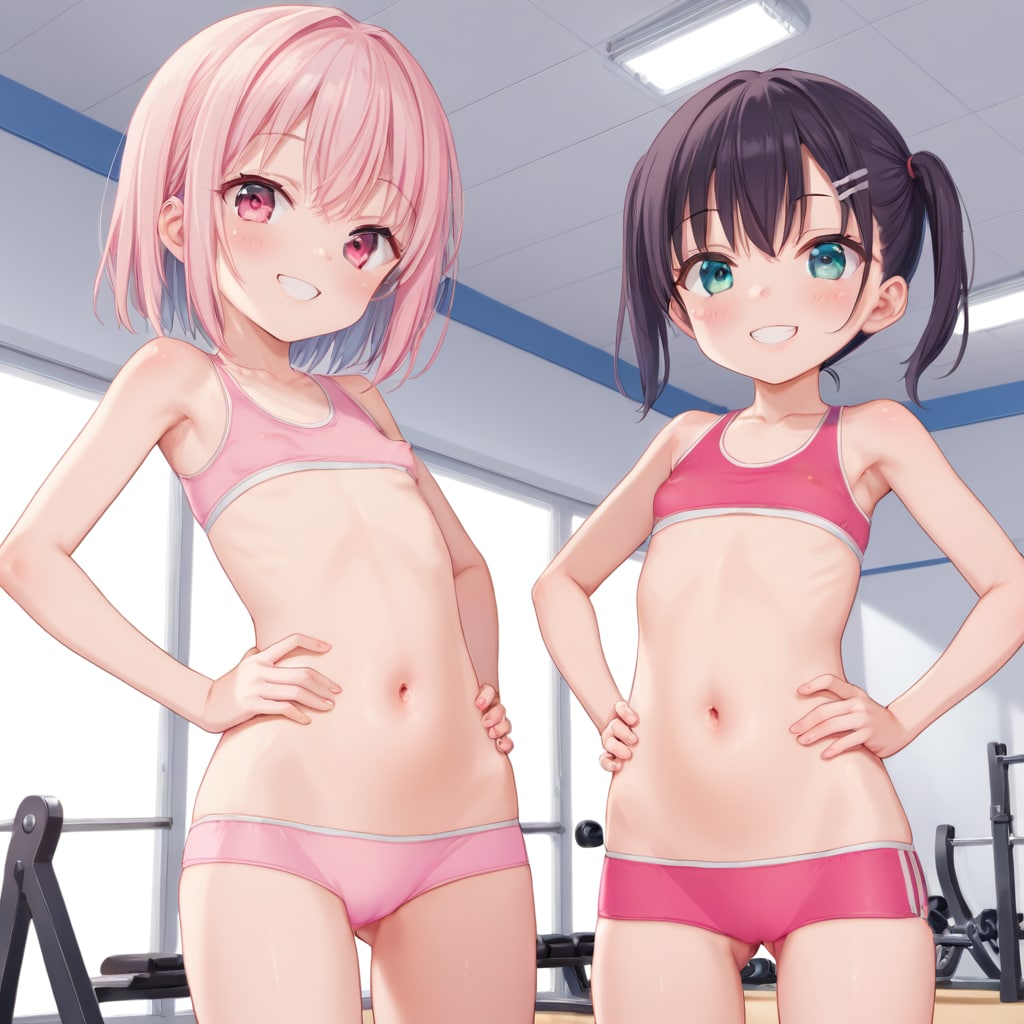 裏地を外したローレグでジムに来たメスガキ露出魔