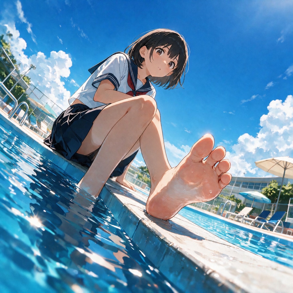 プールサイドの少女
