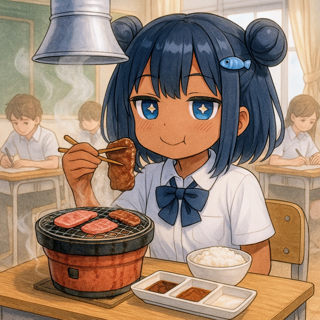 焼肉を食べるこなつちゃん