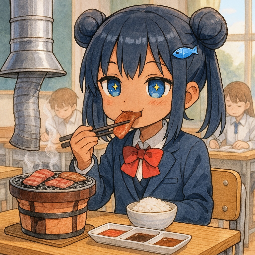 焼肉を食べるこなつちゃん