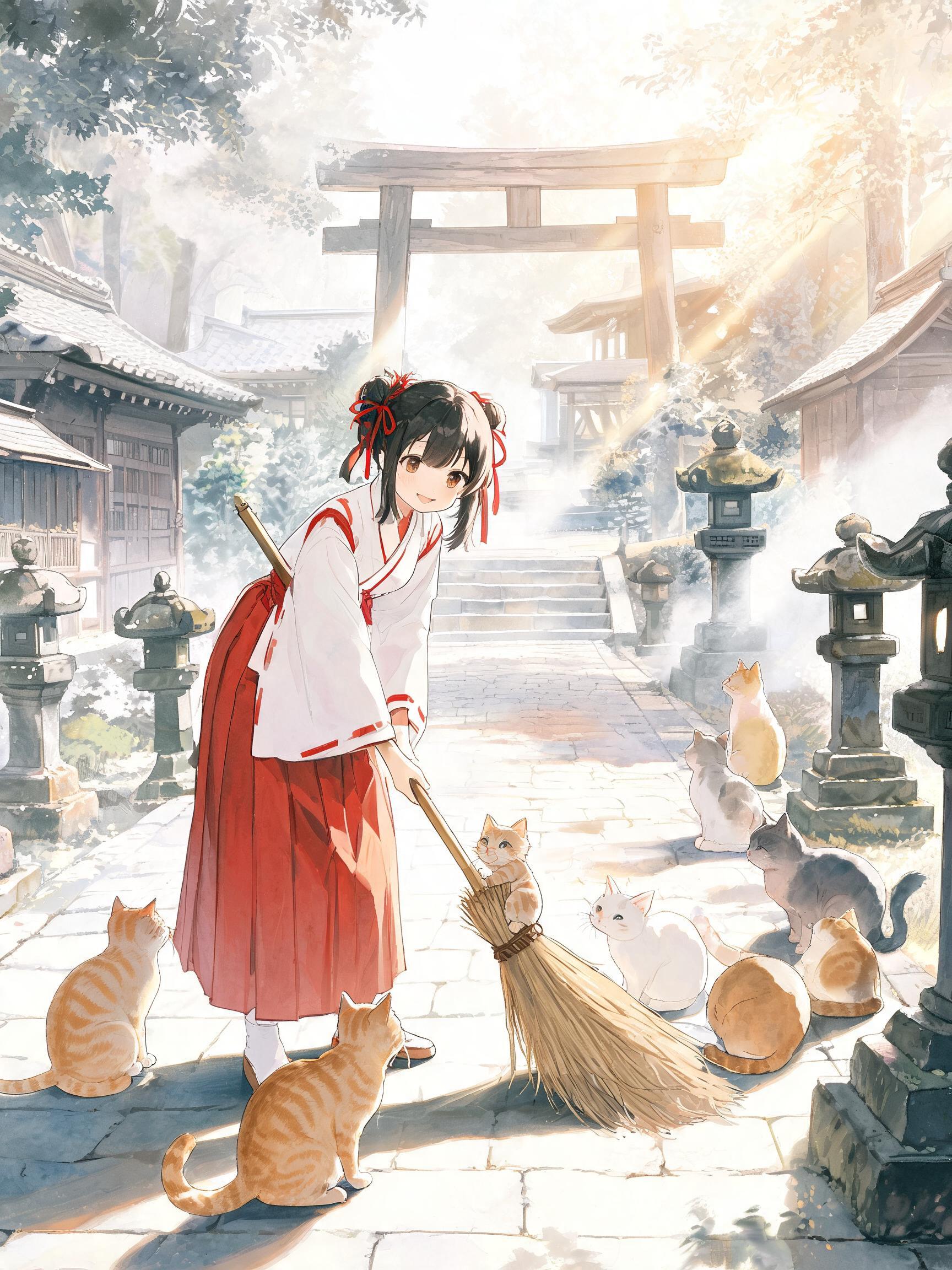 竹箒と子猫