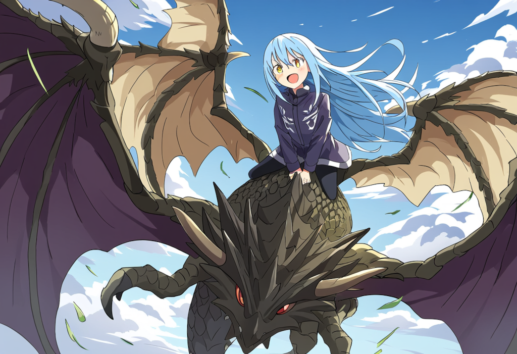 転スラ　リルム　ドラゴンに乗って　空のお散歩