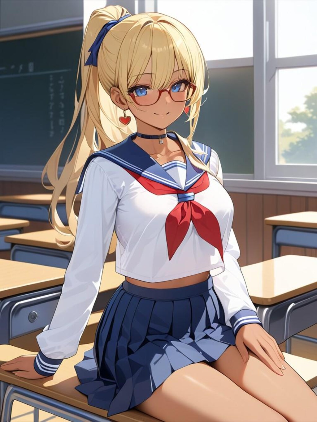 金髪ポニーテール女子高生