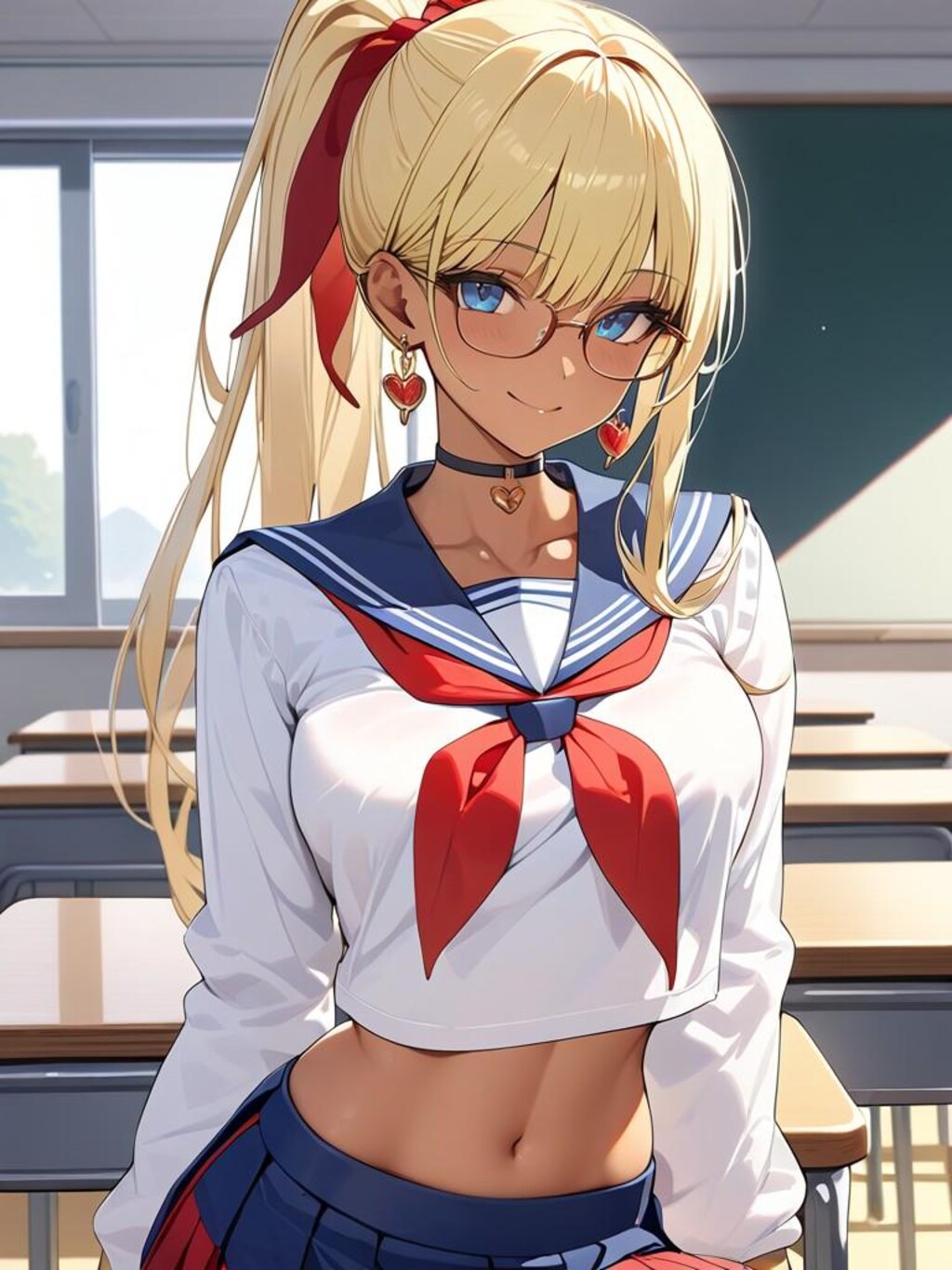 金髪ポニーテール女子高生