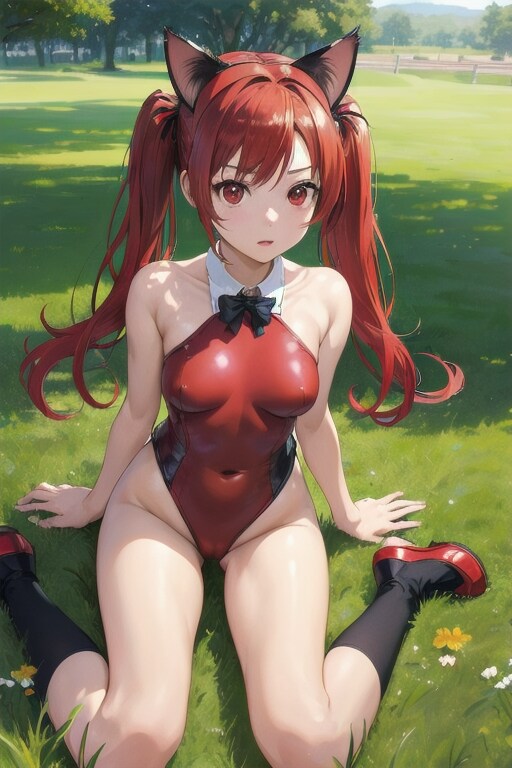 芝生に猫(ちちぷい生成機能)/werecat on lawn