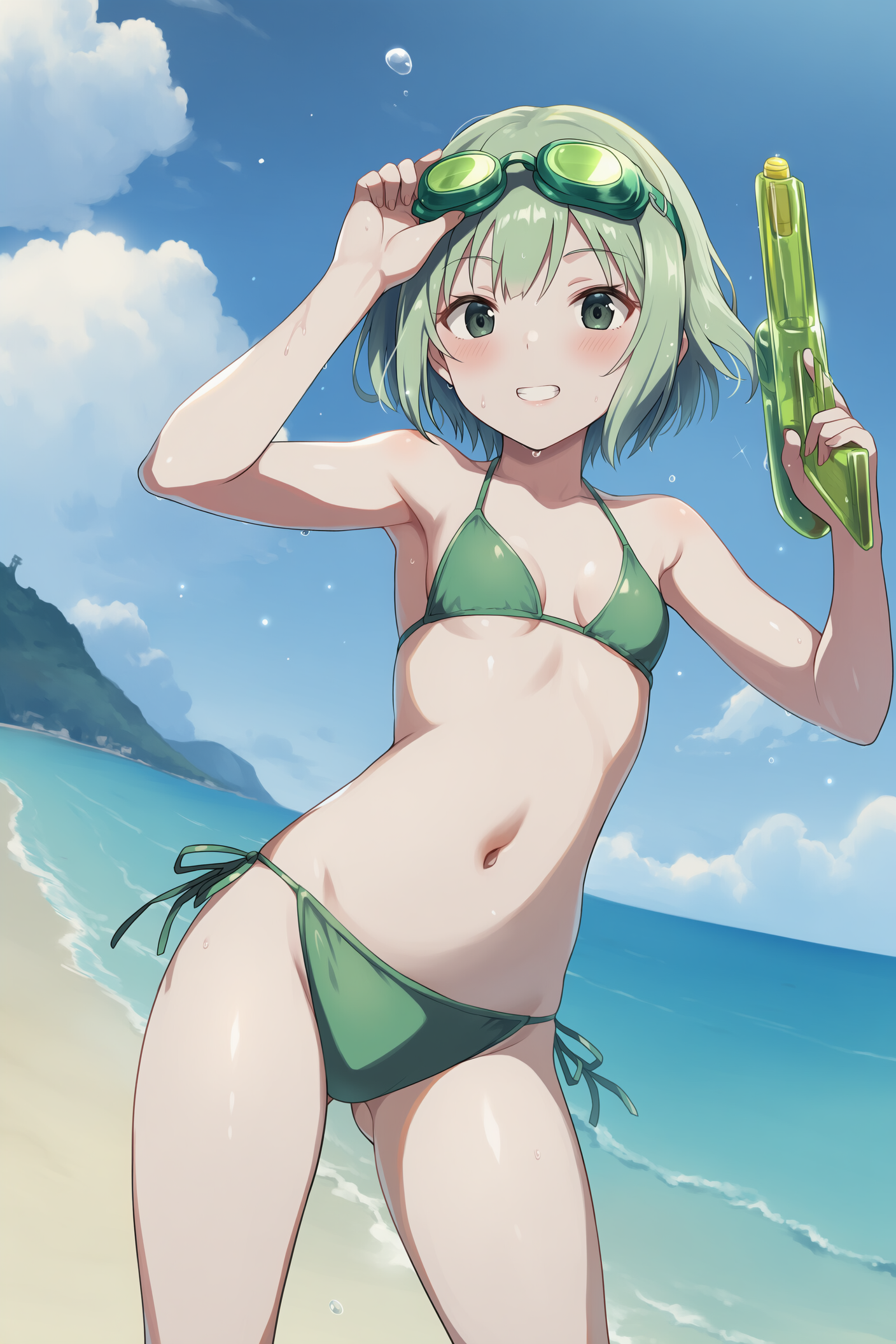 ビキニ+ゴーグル+水鉄砲