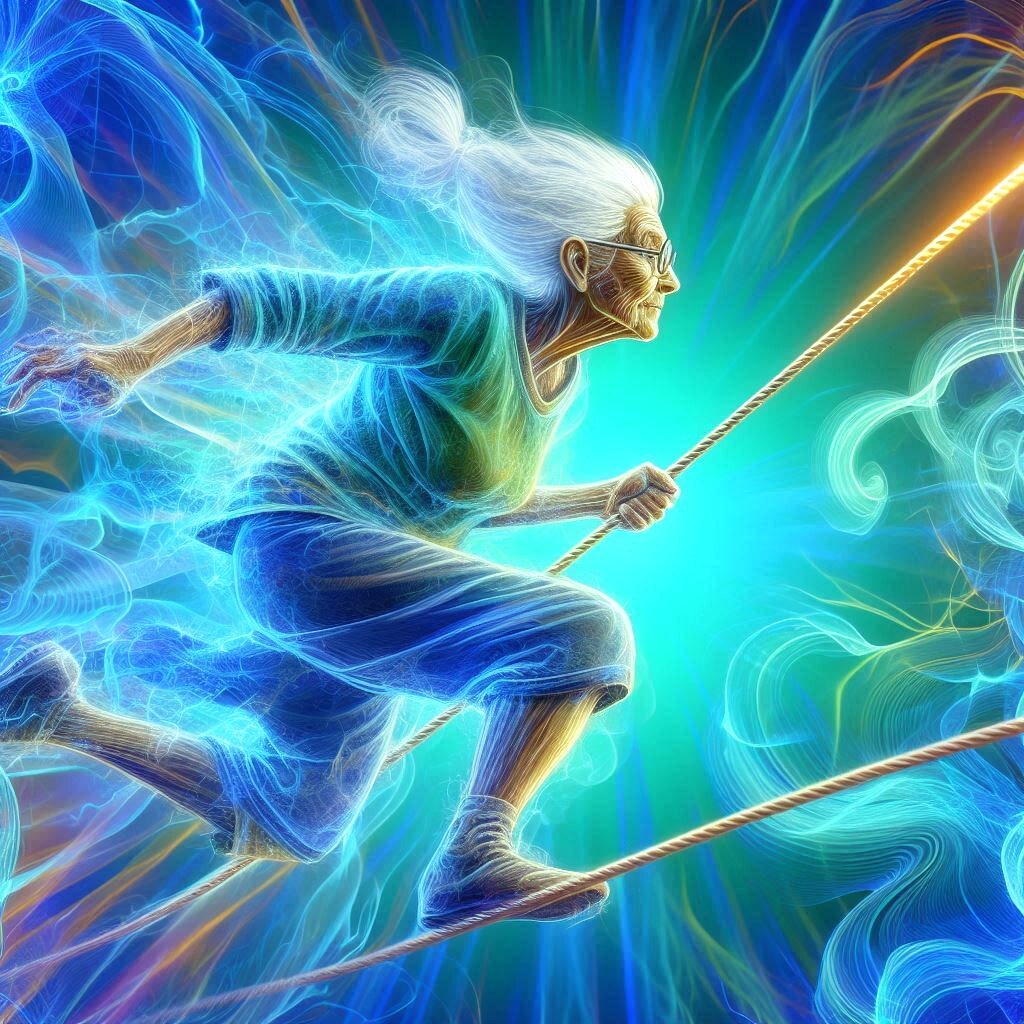 ハッスルばあちゃん〜綱渡りにチャレンジ！〜 | の人気AIイラスト・グラビア