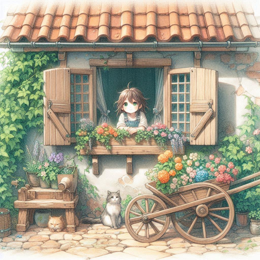 女の子と猫の家