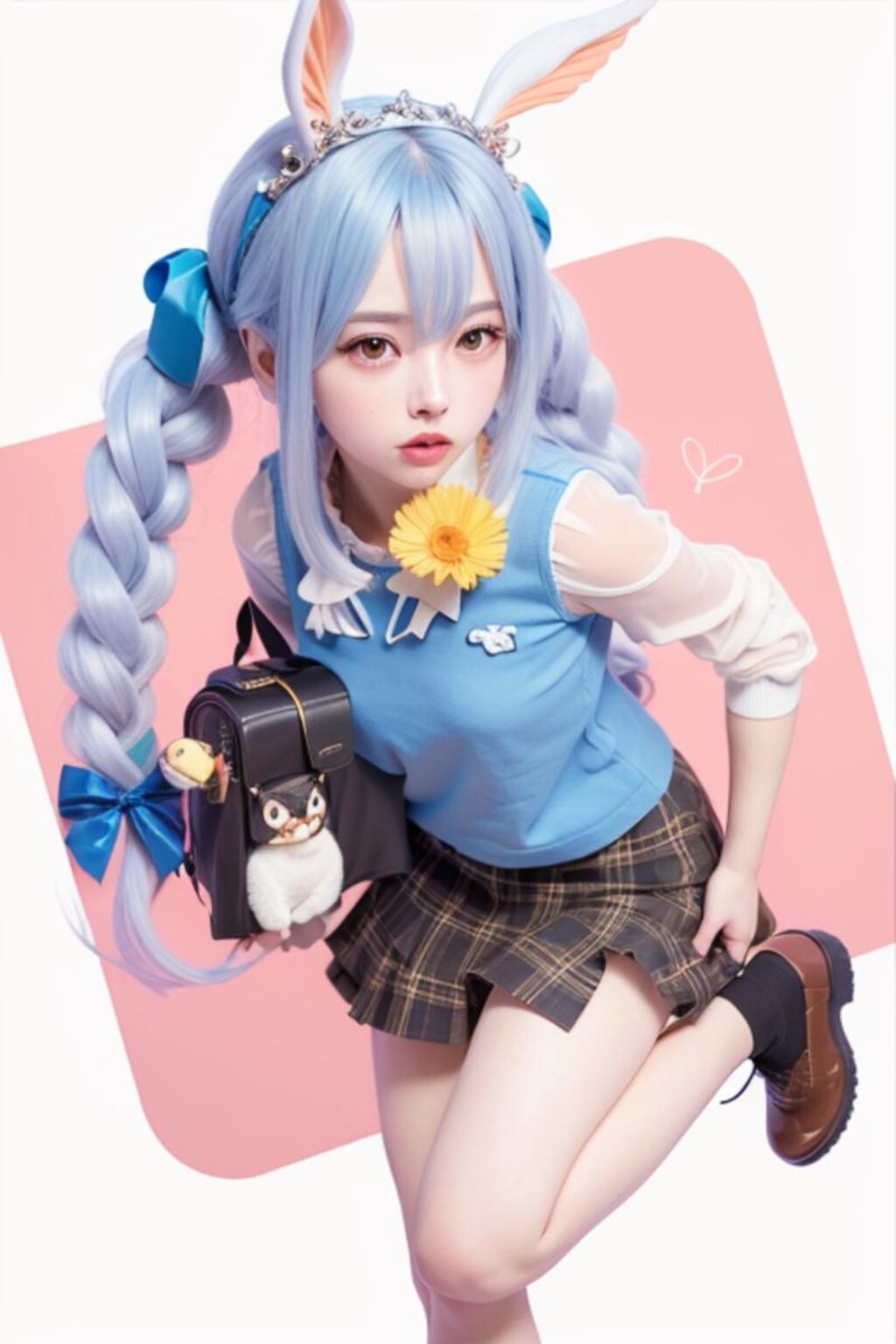 学生服着た兎田ぺこらコスプレイヤーちゃん学編へ向かうも遅刻😭