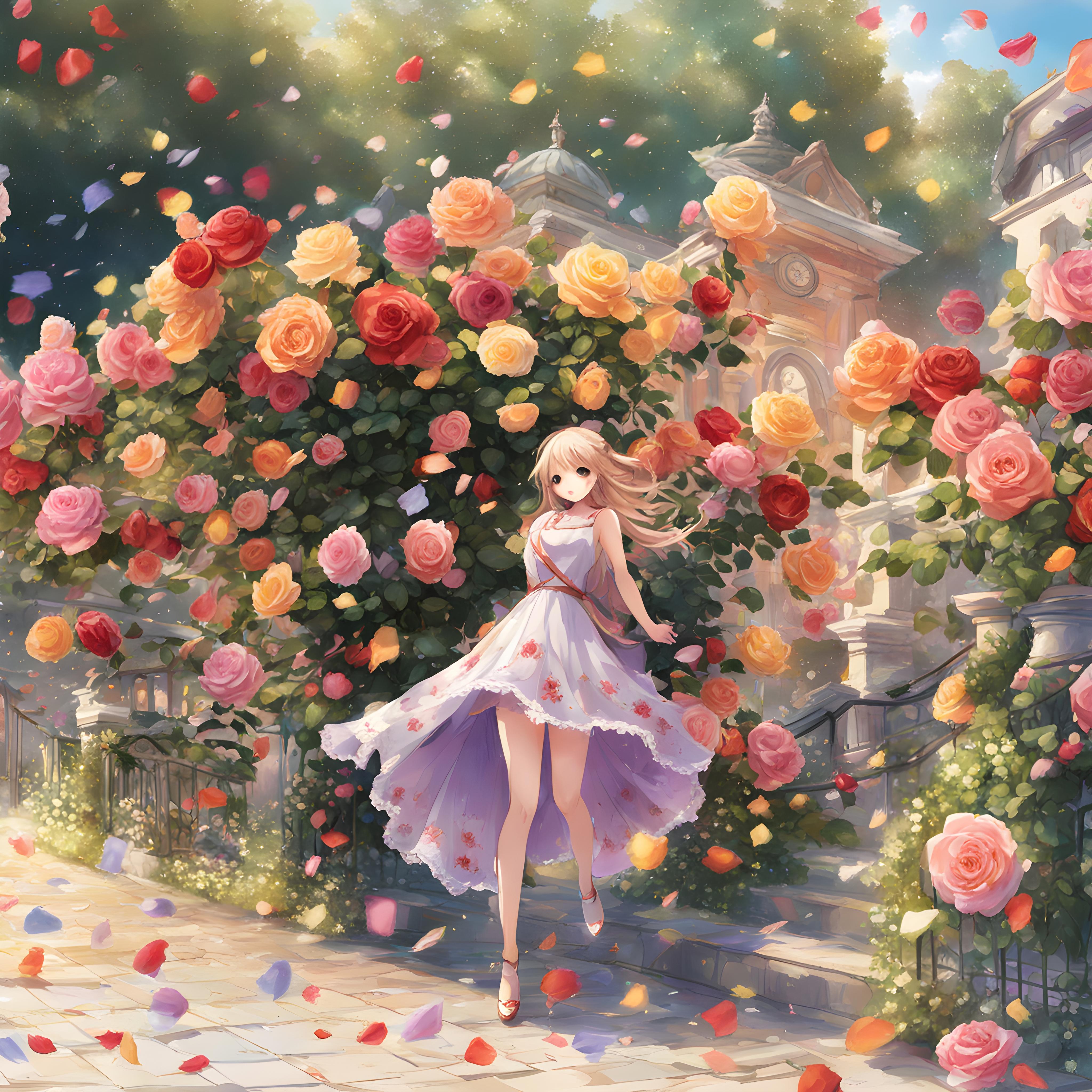 💓バラの花びらを操るお姉さん