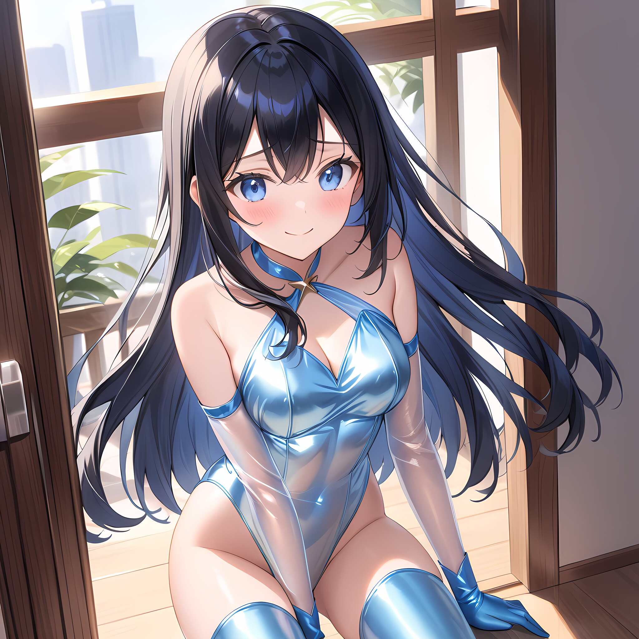メタリックレオタード手袋サイハイソックス