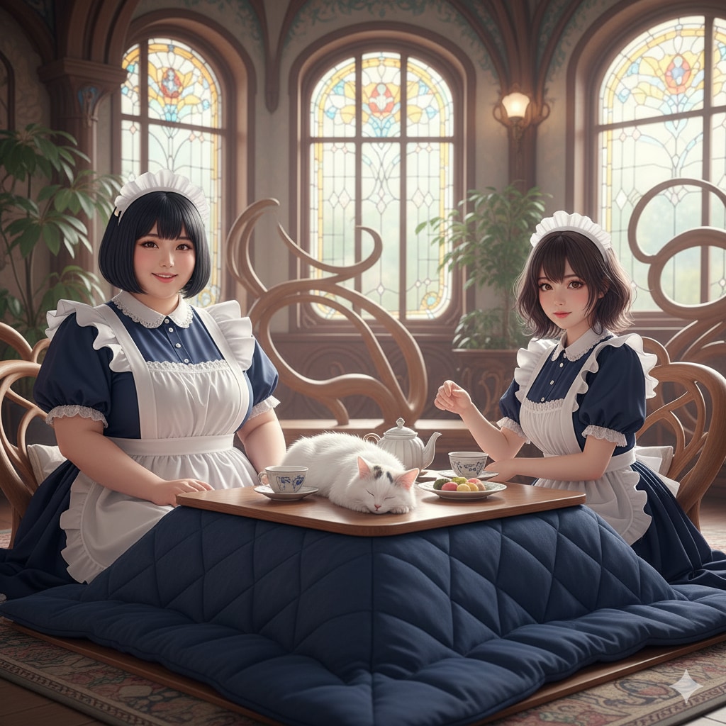 こたつと猫とメイド