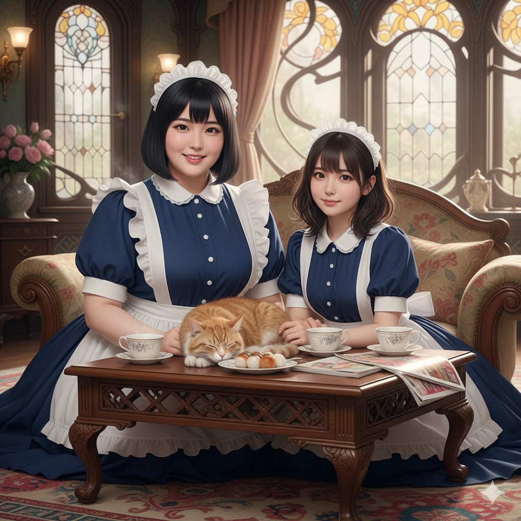 こたつと猫とメイド