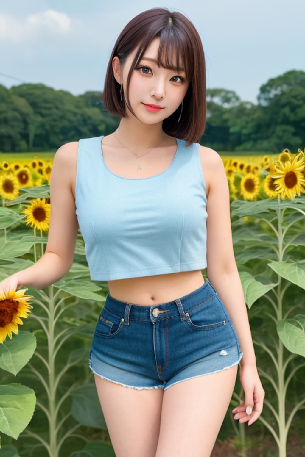 向日葵とお姉さん