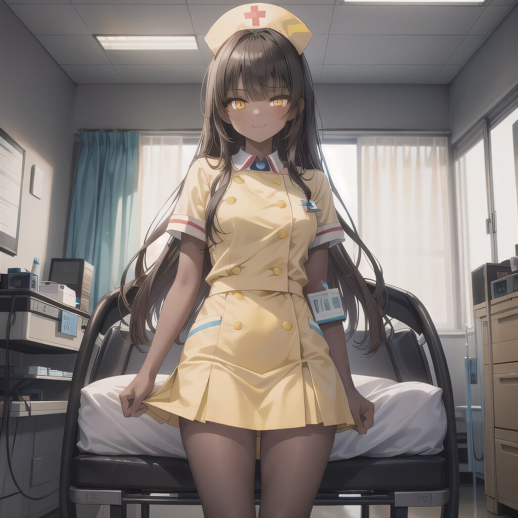 黒髪ロングで看護服の少女１０