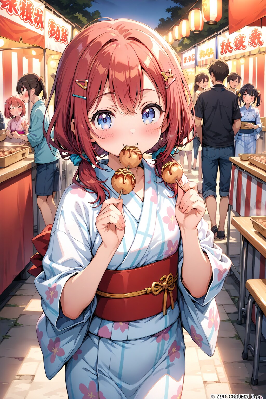 小鈴ちゃんがたこ焼きをパクリ
