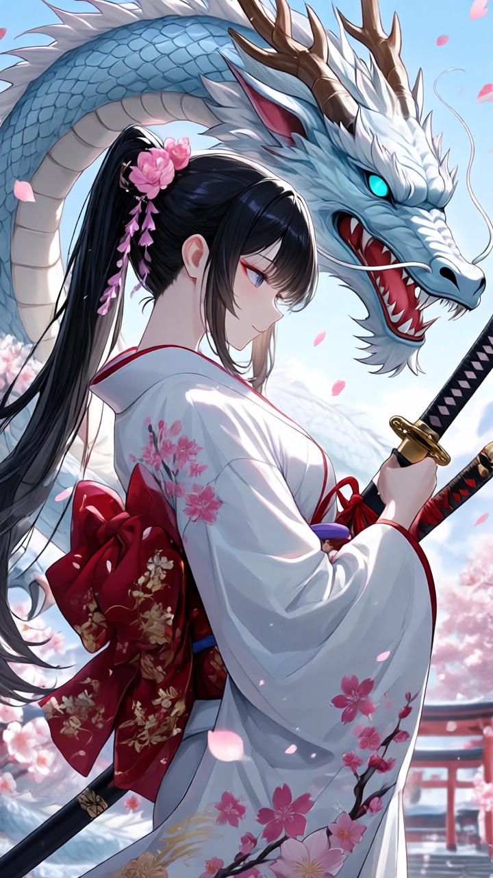 剣人女子＆東洋龍 | の人気AIイラスト・グラビア